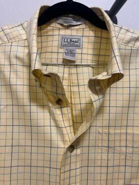 L.L. Bean Yellow Plaid Button-Down Dress Shirt